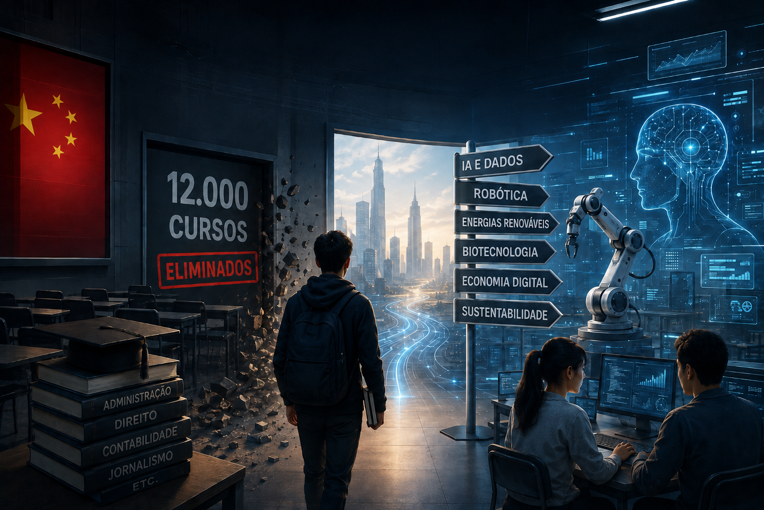 Educação na era da IA: por que a China eliminou 12 mil cursos e o que isso revela sobre o futuro do trabalho.